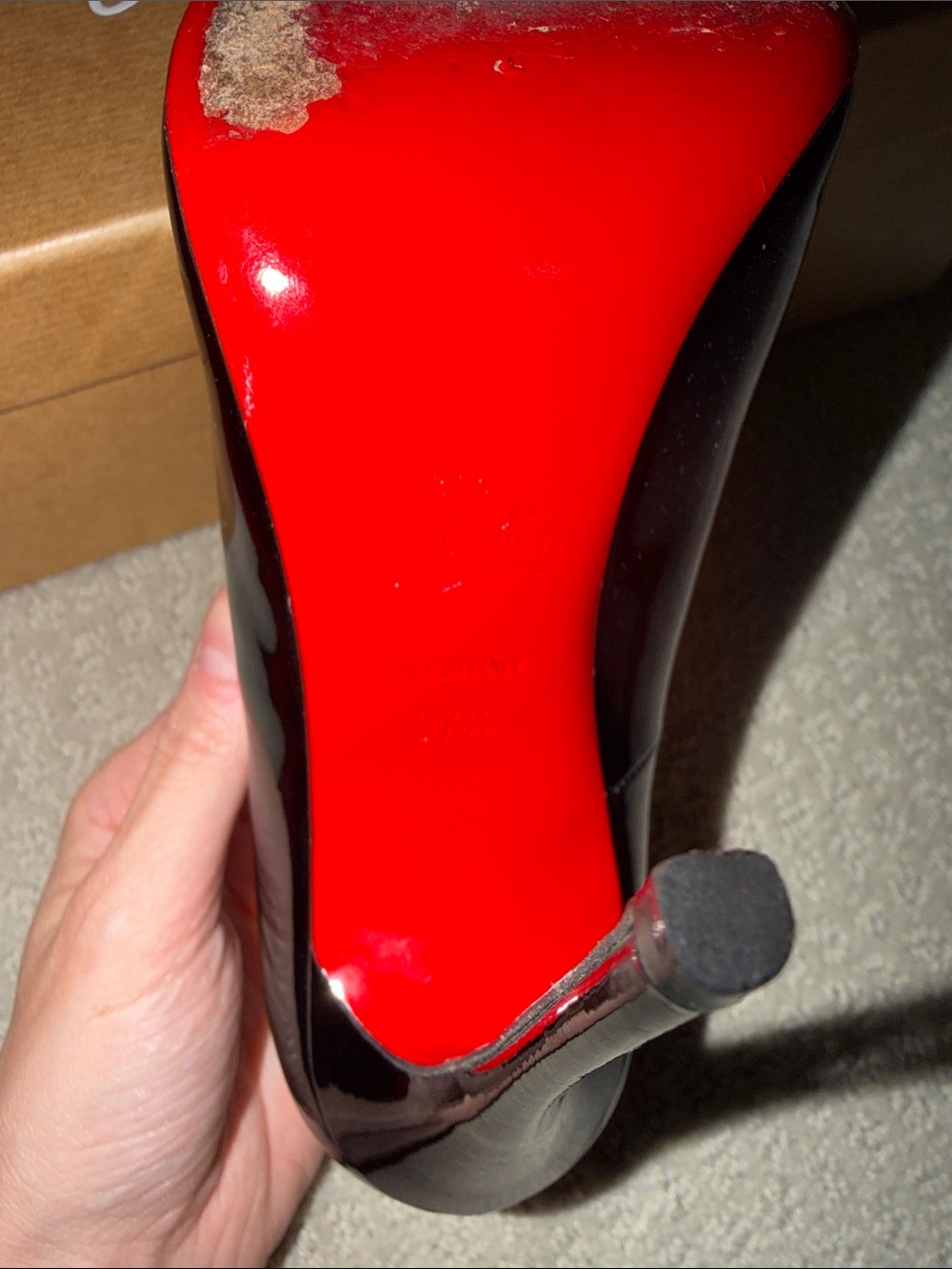 Christian Louboutin Black Patent Leather Pointed-Toe Stiletto Heels - Picture 8 of 10